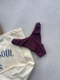 Carmel Wine Halter Cut Out Bikini Top & Brazilian High Cut Bottom Set