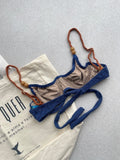 Blue Jeans Balconette Bikini Top & High-Waist Rope Bikini Bottom Set