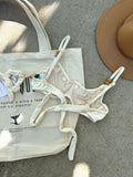 Organic Off-White Balconette Bikini Top & High-Waist Rope Bikini Bottom Set