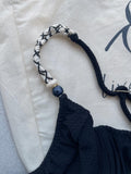 Black Balconette Bikini Top & High-Waist Rope Bikini Bottom Set